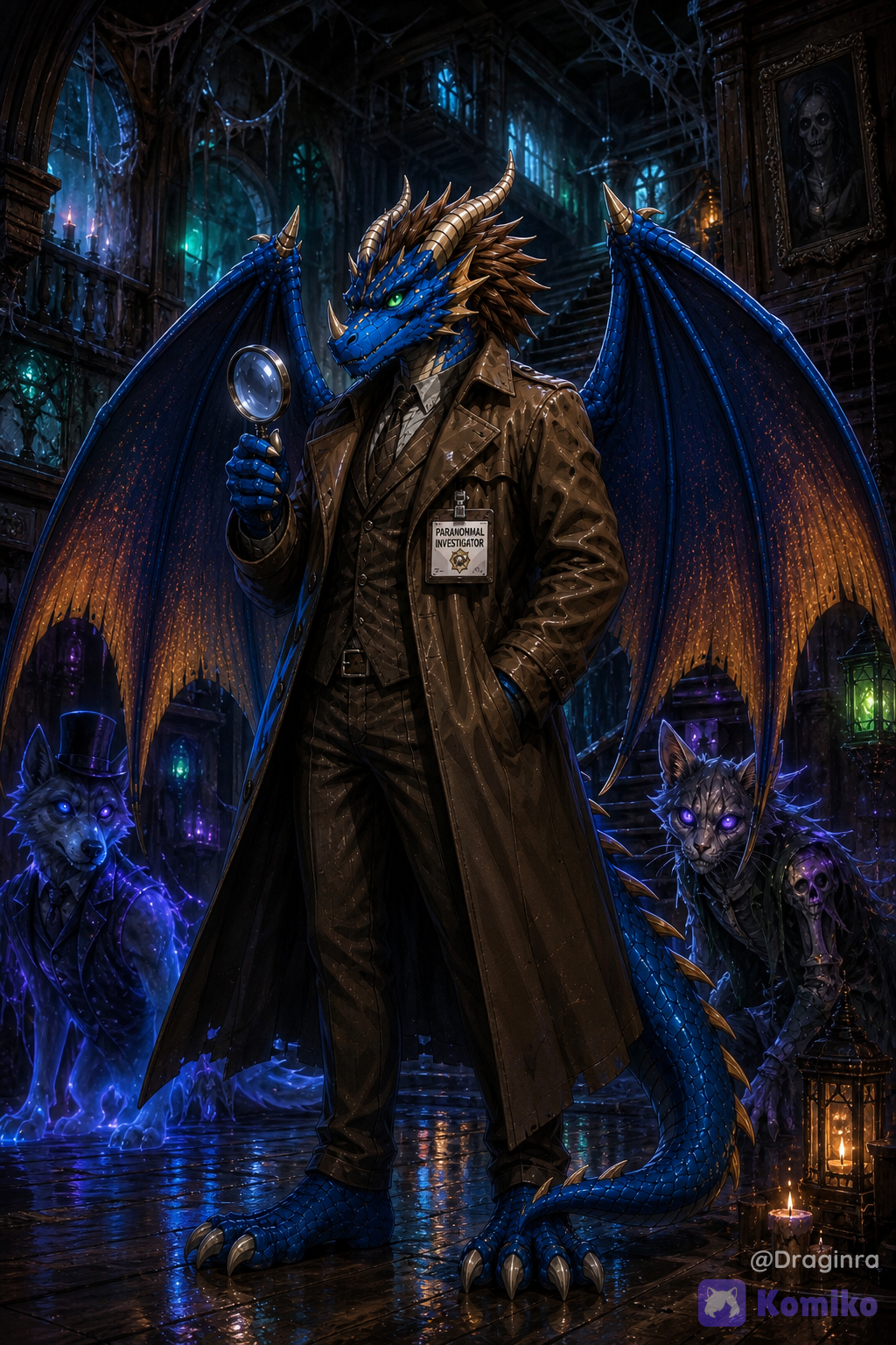 [3d-anime-style]redraw the image, making the background more haunted than paranormal and add one or two undead and ghostly anthropomorphic animals[furries]in the background, extremely