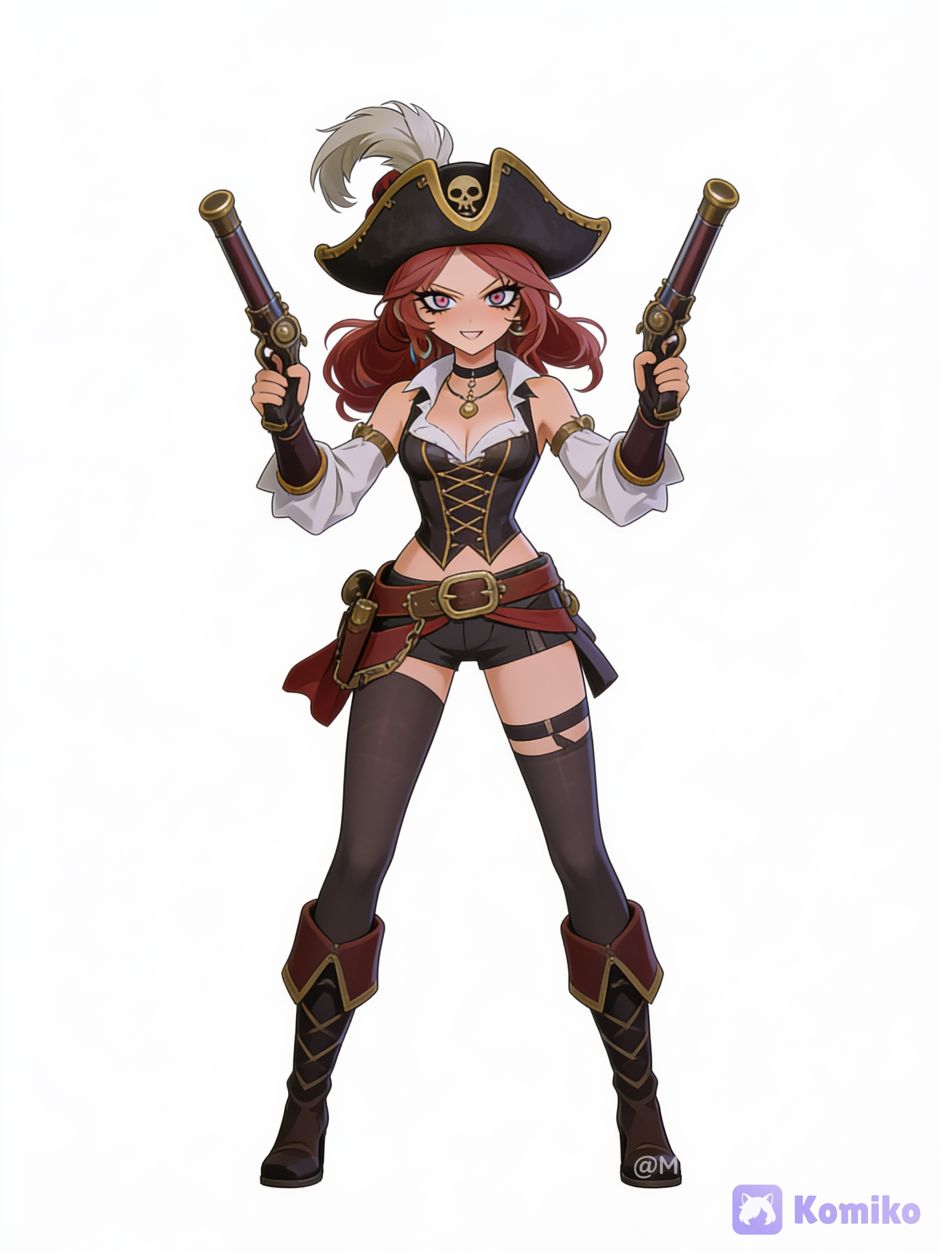 The pirate character only, 1girl, white background