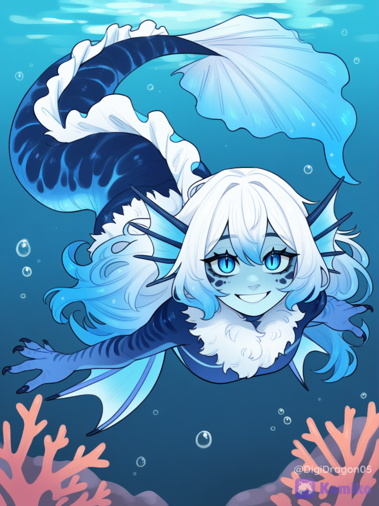 Digi the fluffy sea dragon, [soft-shaded-moe-style]