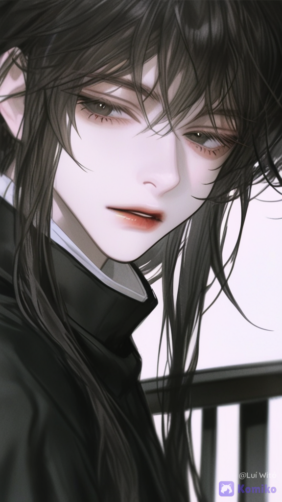 [semi-realistic-portrait-style], @fyori-m-tolstoy-cL0Z, looking back, expressionless, cowboy shot, depth of field, balcony