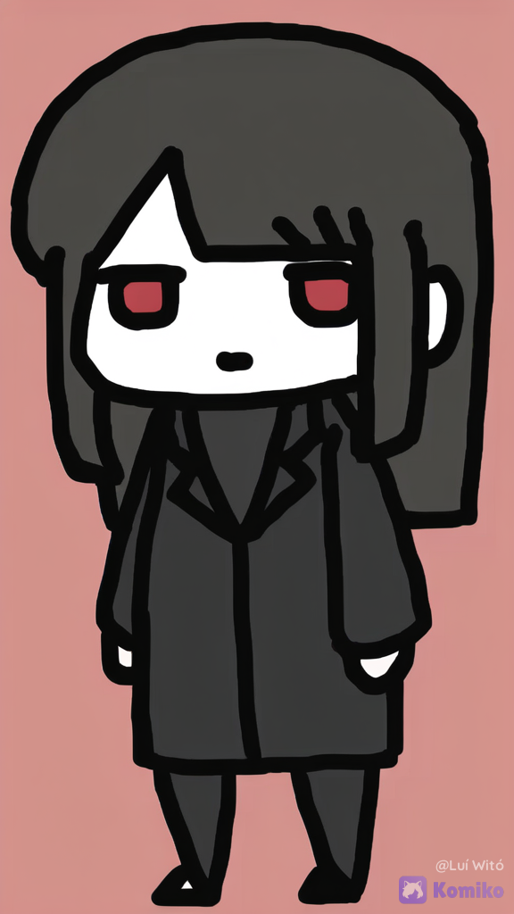 [doodle-style], 1boy, @fyori-m-tolstoy-cL0Z, long hair, black turtleneck sweater, black overcoat, black pants.