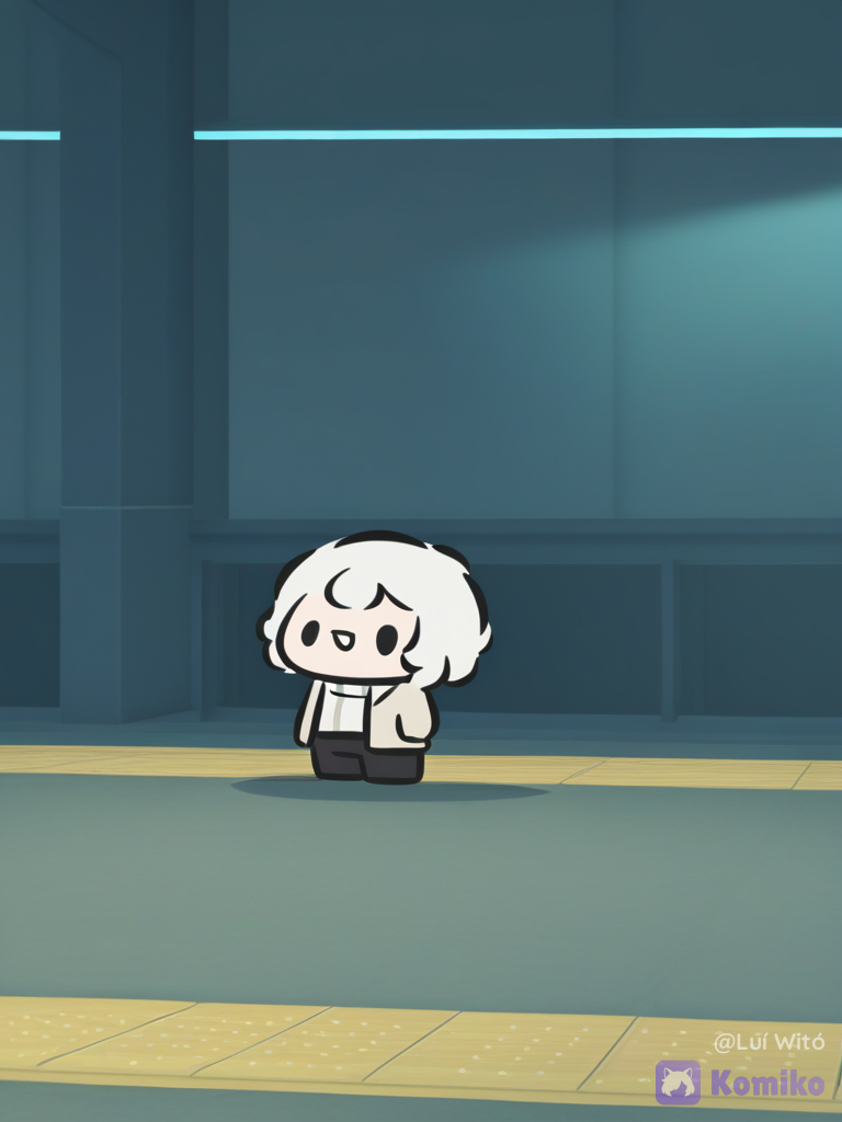 [bubble-chibi-style], 1boy, @bukowski-dostoy-G7kj, wide shot, ambient light, train station