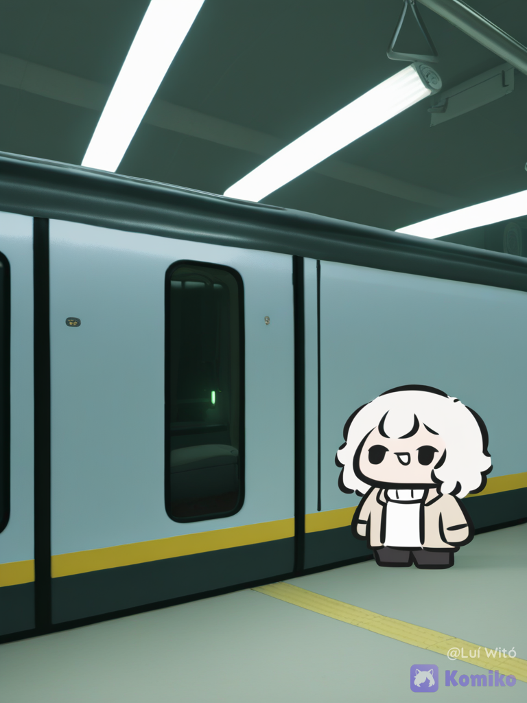 [bubble-chibi-style], 1boy, @bukowski-dostoy-G7kj, wide shot, ambient light, subway