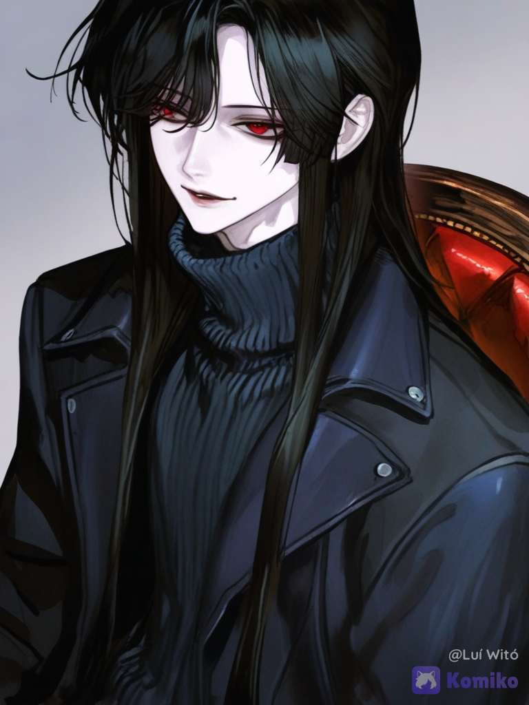 [vibrant-anime-male-style], 1boy, @fyori-m-tolstoy-cL0Z, sitting on a chair, smile, looking away, ambient light, restaurant