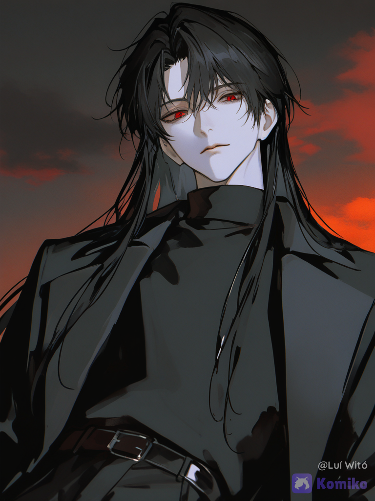 [high-contrast-manhwa-style], 1boy, @fyori-m-tolstoy-cL0Z, looking at viewer, depth of field, cloudy sky, night