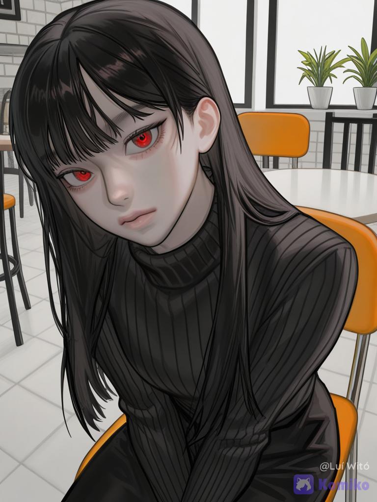 [digital-painterly-style], 1boy, @fyori-m-tolstoy-cL0Z, sitting on a chair, looking at viewer, cafe