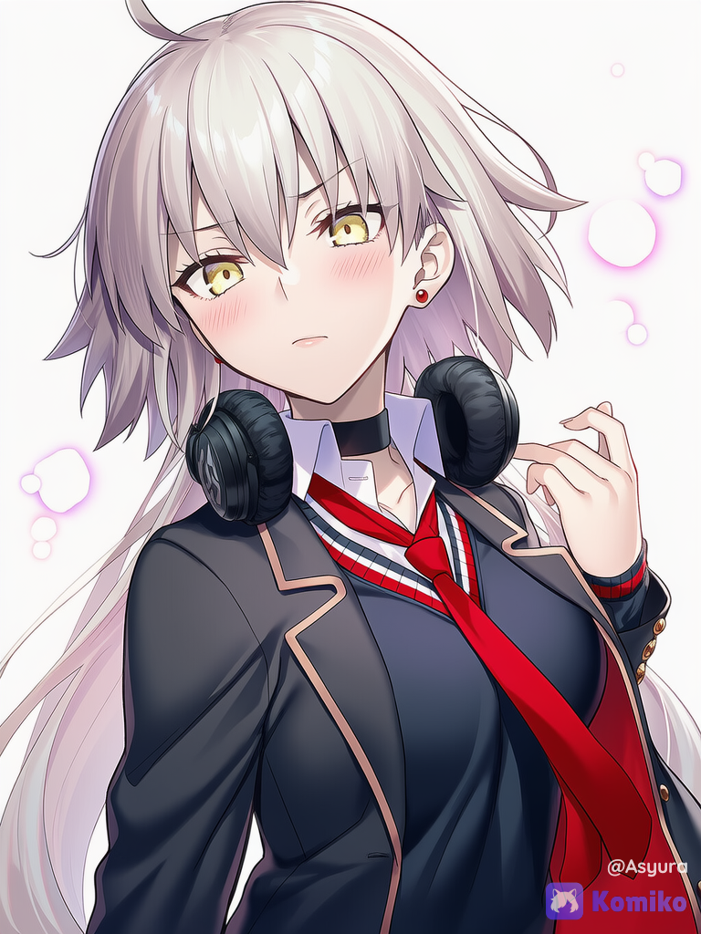 jeanne d'arc alter (fate), official school uniform, cute pose, self