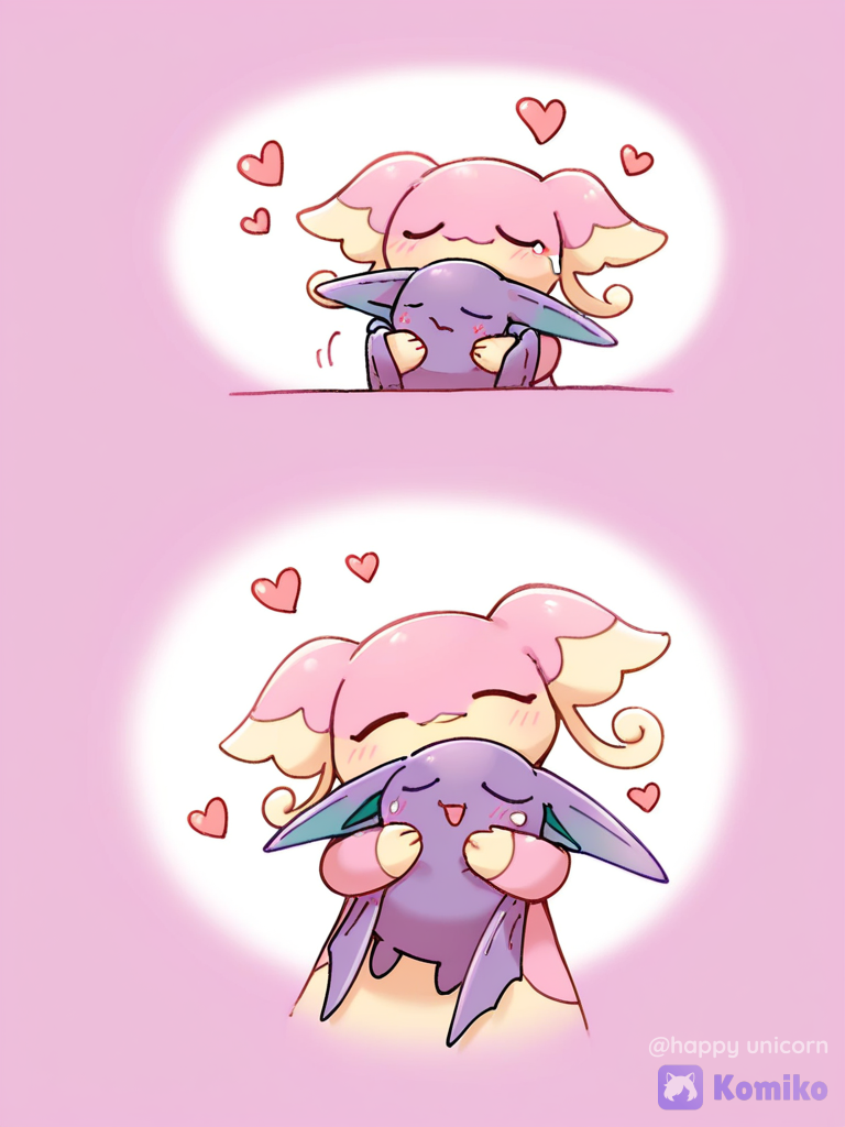 [pokemon-style], Audino (Pokemon), crobat (Pokemon), cute, chibi style, love
